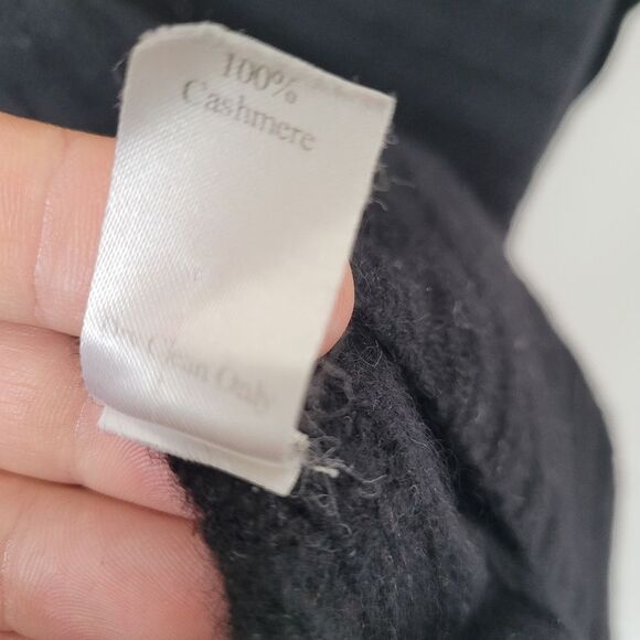 Elaine Kim 100% Cashmere Turtleneck Sweater Black Lagenlook Hanky Hem Medium - Picture 6 of 12